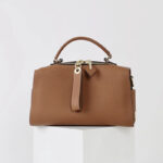 Sac à main vintage à fermeture éclair en cuir pleine fleur pour femmes