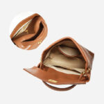 Sac à main en cuir vintage pour femme, avec des accessoires dorés