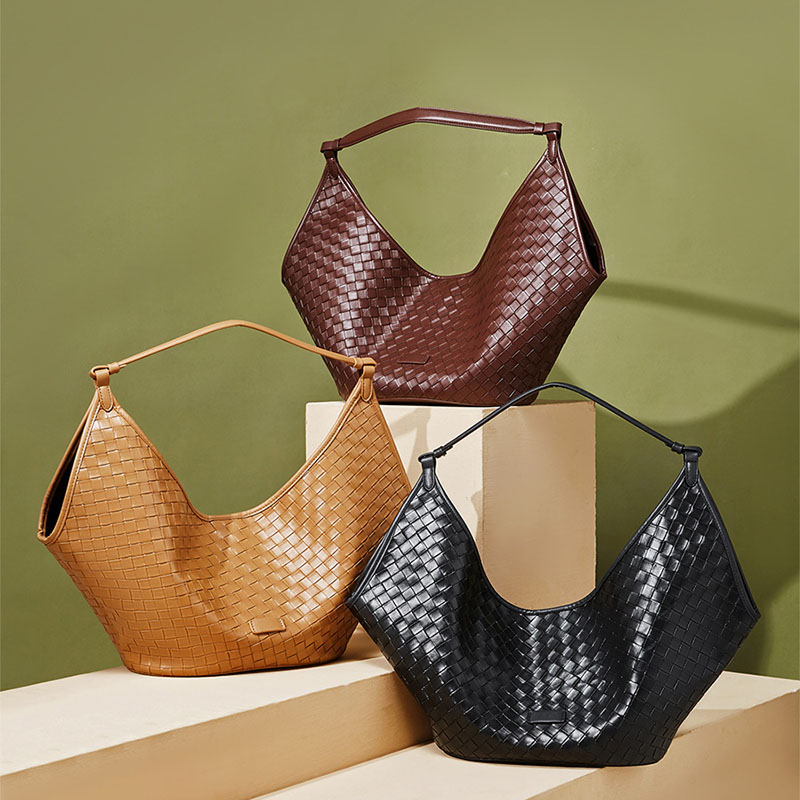 Women's Vintage Woven Genuine Leather Hobo Bag