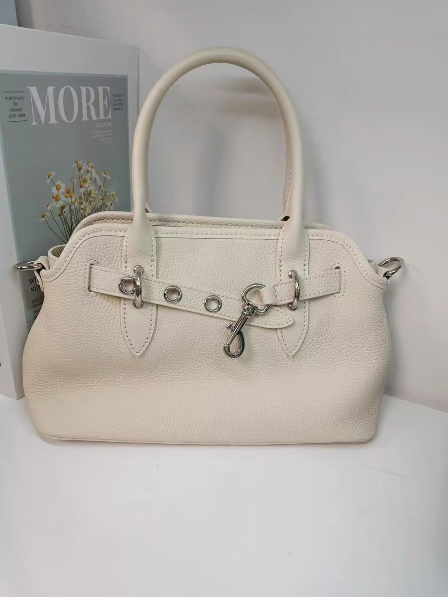 Damen Vintage Vollnarbenleder Schnalle Muschel-förmige Handtasche photo review