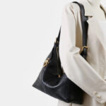 Women's Black Vintage Quilted Full-Grain Leather Hobo Bag In Gold Hardware