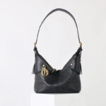 Women's Black Vintage Quilted Full-Grain Leather Hobo Bag In Gold Hardware