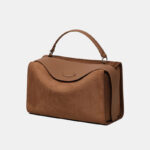 Sac à main en cuir véritable Boston Minimalist Brown pour femmes