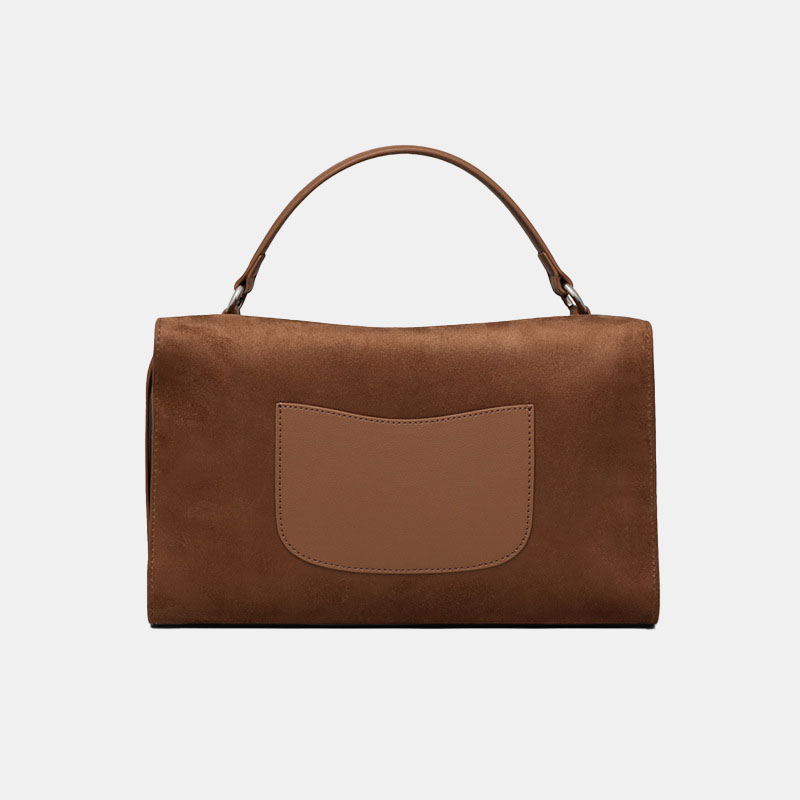 Sac à main en cuir véritable Boston Minimalist Brown pour femmes