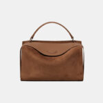 Sac à main en cuir véritable Boston Minimalist Brown pour femmes