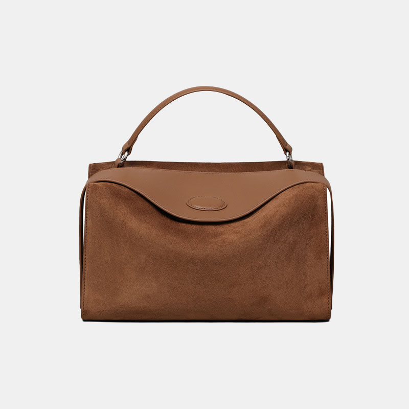 Sac à main en cuir véritable Boston Minimalist Brown pour femmes
