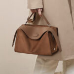 Sac à main en cuir véritable Boston Minimalist Brown pour femmes