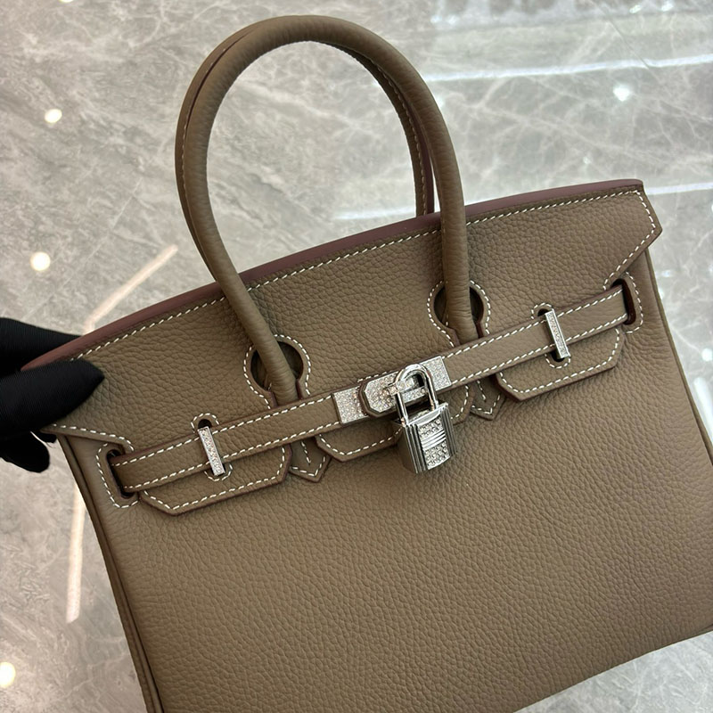 Women's Full Grain Leather Top Handle Bags with Rhinestones Silver Hardware