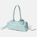 Sacs à bandoulière baguette Boston en cuir pleine fleur pour femmes, avec accessoires en argent