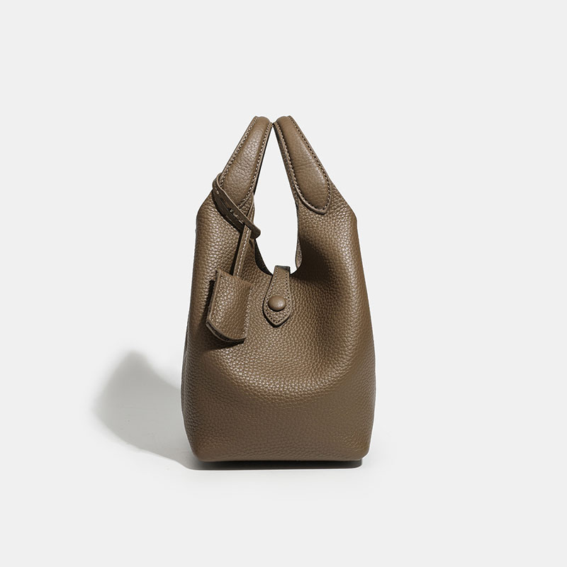 Women's Full-Grain Leather Bucket Handbag