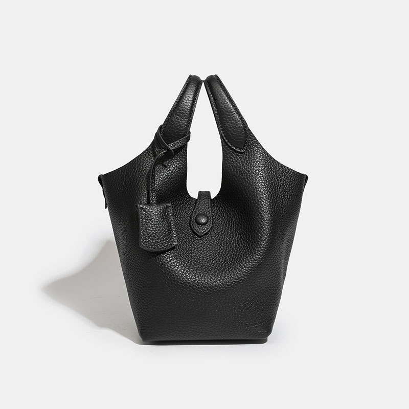 Women's Full-Grain Leather Bucket Handbag