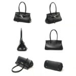 Women's Large Minimalist Full-Grain Leather Baguette Bag In Silver Hardware