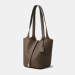 Women's Large Minimalist Full-Grain Leather Bucket Bag In Gold Hardware