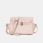 Women's Minimalist Full-Grain Leather Lock Close Crossbody Bag In Silver Hardware