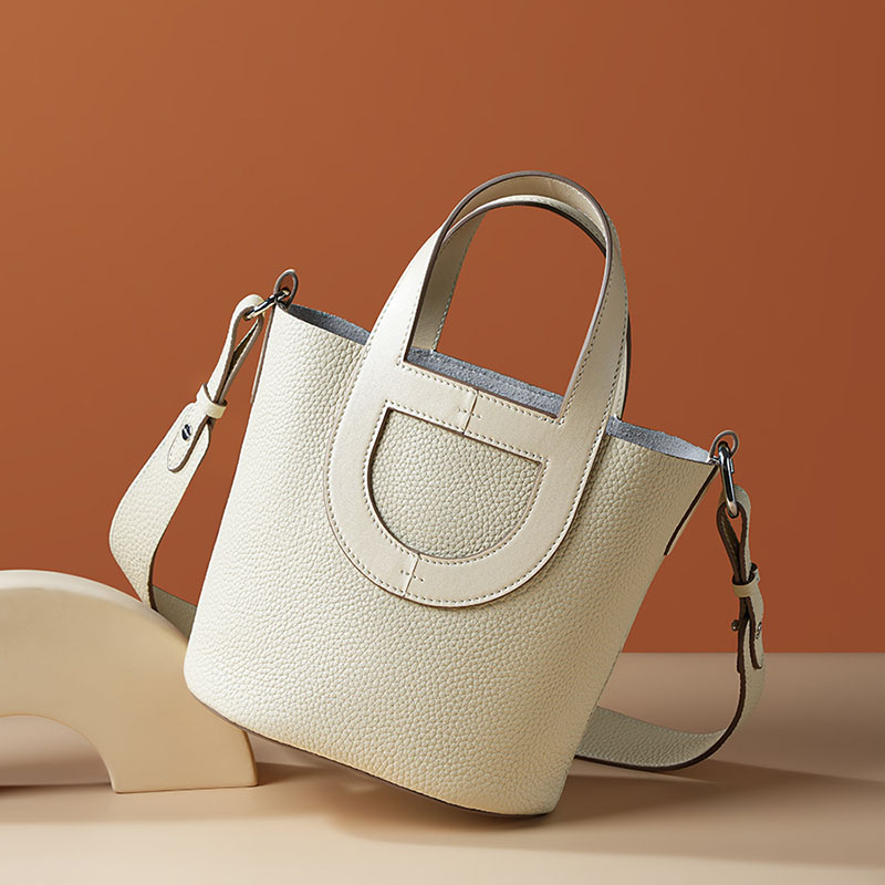 Sac à main en cuir pleine fleur avec bandoulière pour femmes