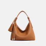 Women's Minimalist Full-Grain Leather Zip-Top Hobo Bags