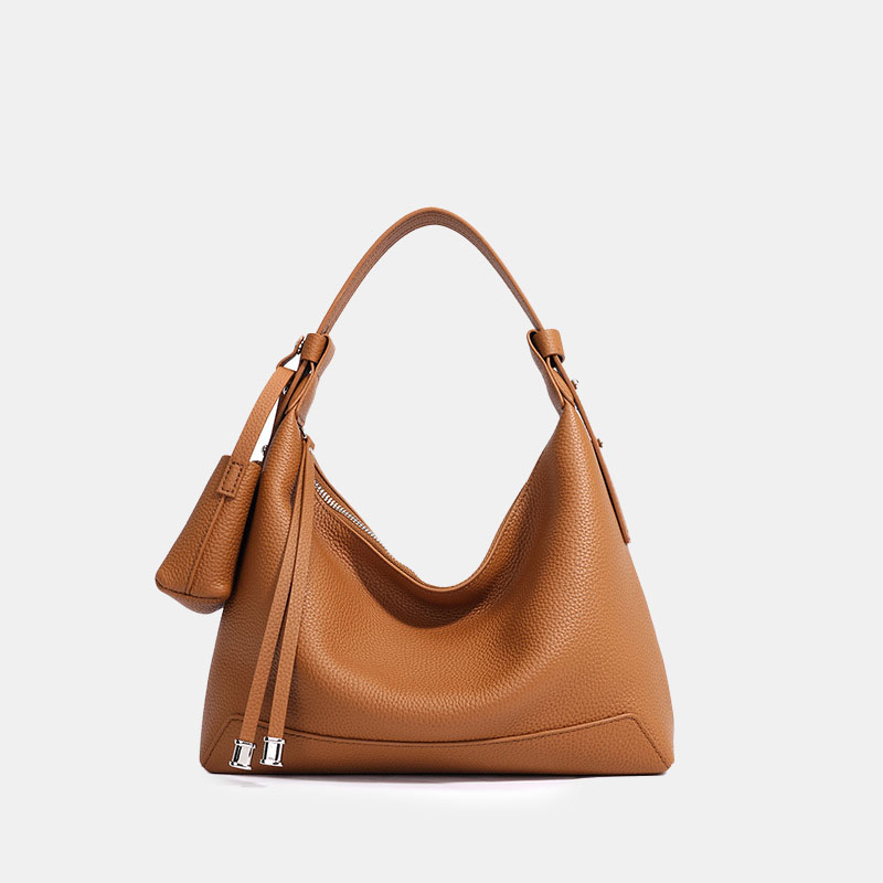 Sacs hobo minimaliste en cuir pleine fleur à fermeture éclair pour femmes