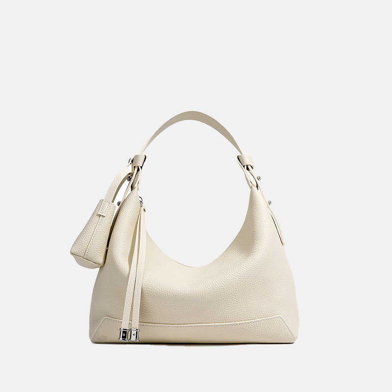Women's Minimalist Full-Grain Leather Zip-Top Hobo Bags