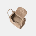 Women's Minimalist Genuine Leather Cat Eye Turn-Lock Pillow-Shaped Top Handle Bag