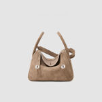 Women's Minimalist Genuine Leather Cat Eye Turn-Lock Pillow-Shaped Top Handle Bag