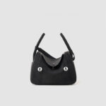 Women's Minimalist Genuine Leather Cat Eye Turn-Lock Pillow-Shaped Top Handle Bag