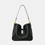 Minimalistische Damen Schulter Crossbody Hobo Tasche aus geteiltem Leder mit goldener Hardware