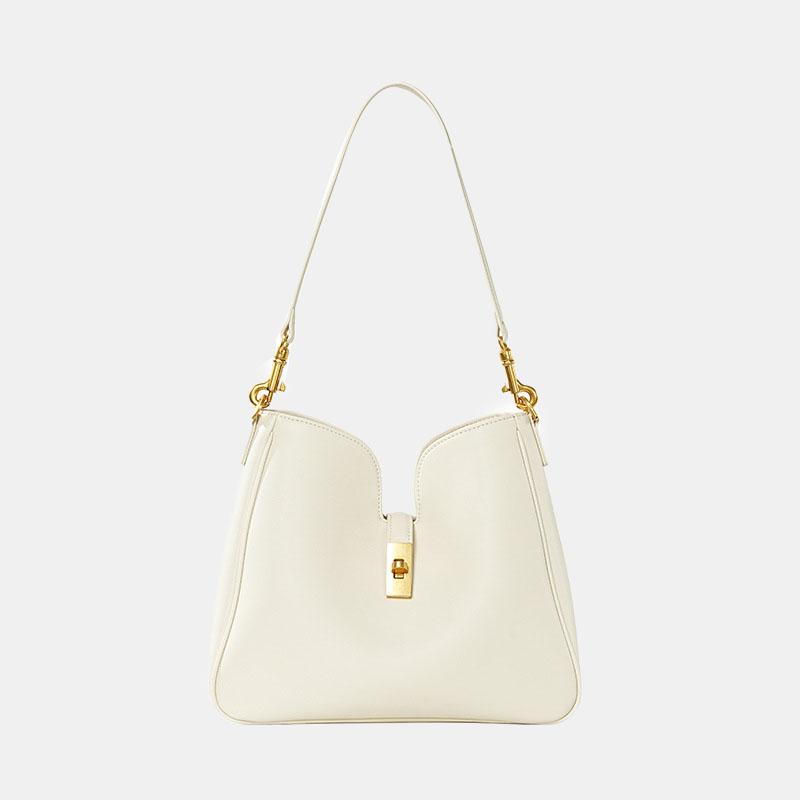 Minimalistische Damen Schulter Crossbody Hobo Tasche aus geteiltem Leder mit goldener Hardware