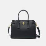 Women's Minimalist Split Leather Turn-Lock Handbag In Gold Hardware