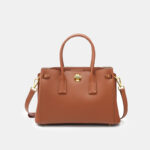 Women's Minimalist Split Leather Turn-Lock Handbag In Gold Hardware