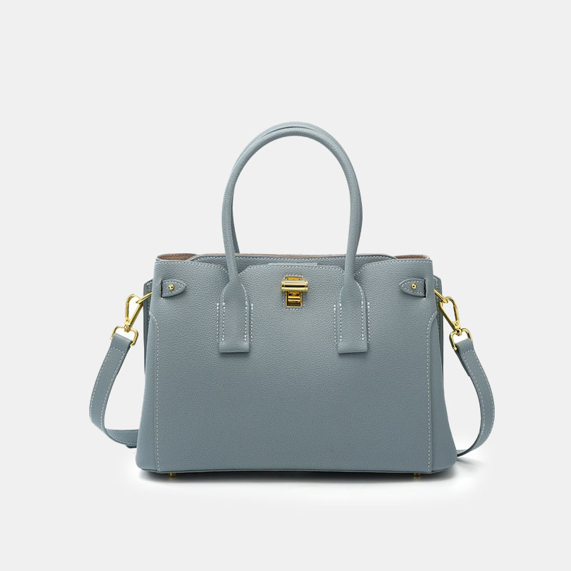 Women's Minimalist Split Leather Turn-Lock Handbag In Gold Hardware