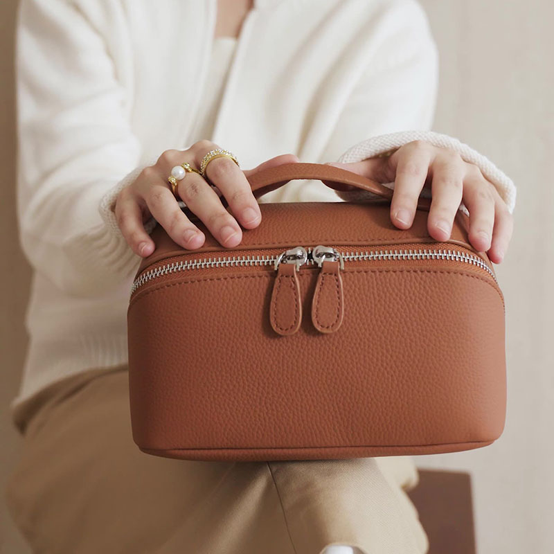Sac à main à fermeture éclair en cuir de grain supérieur pour femmes