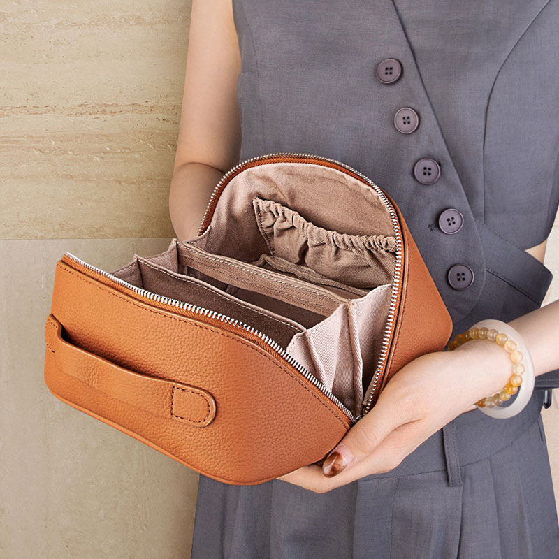 Sac à main à fermeture éclair en cuir de grain supérieur pour femmes