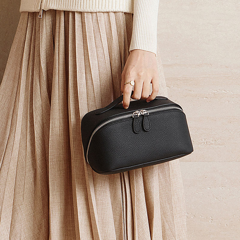 Sac à main à fermeture éclair en cuir de grain supérieur pour femmes