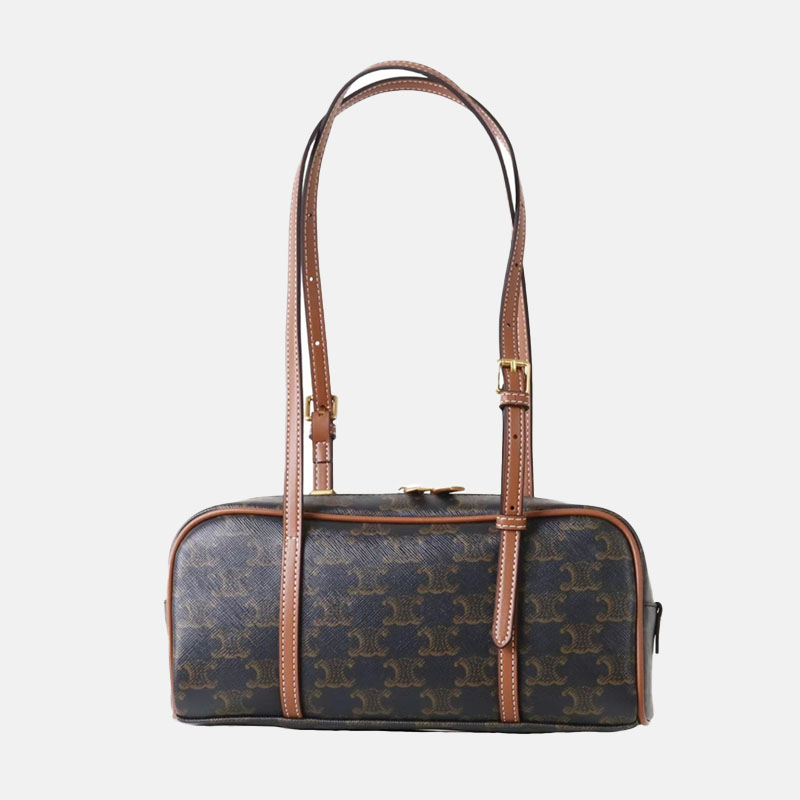 Femmes Vintage Noir Spilt Cuir Imprimé Boston Shoulder Baguette Baguette Bag