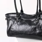 Women's Vintage Cracked Wax Leather Studded Shoulder Bag