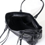 Women's Vintage Cracked Wax Leather Studded Shoulder Bag