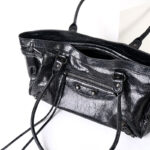 Women's Vintage Cracked Wax Leather Studded Shoulder Bag