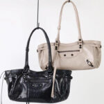 Women's Vintage Cracked Wax Leather Studded Shoulder Bag
