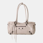 Women's Vintage Cracked Wax Leather Studded Shoulder Bag