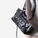Women's Vintage Cracked Wax Leather Studded Shoulder Bag