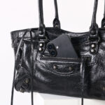 Women's Vintage Cracked Wax Leather Studded Shoulder Bag
