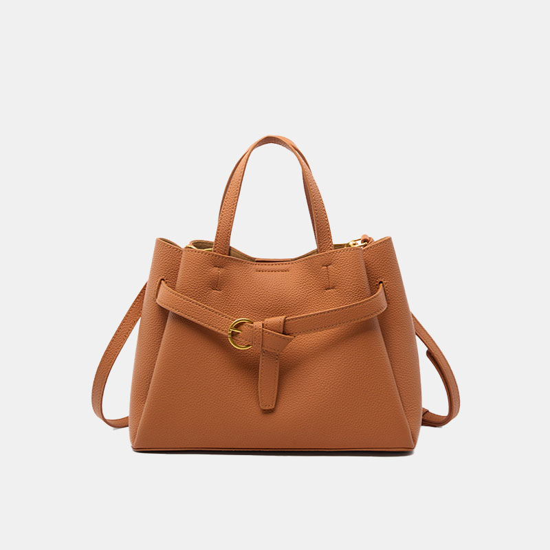 Women's Vintage Full-Grain Leather Buckle Shoulder Strap Handbag