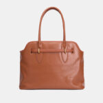 Women's Vintage Full-Grain Leather Shell-Shaped Tote Bag In Gold Hardware