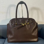 Women's Vintage Full-Grain Leather Shell-Shaped Tote Bag In Gold Hardware