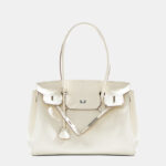 Women's Vintage Soft Leather Lock Close Shoulder Top Handle Bag In Silver Hardware