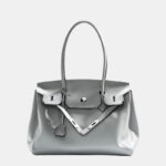 Women's Vintage Soft Leather Lock Close Shoulder Top Handle Bag In Silver Hardware