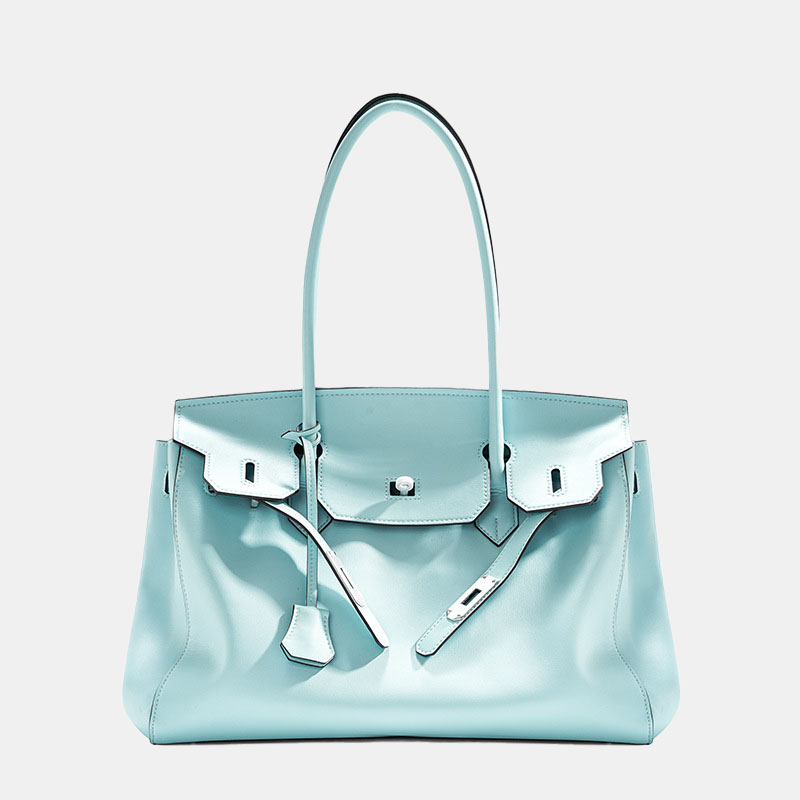 Women's Vintage Soft Leather Lock Close Shoulder Top Handle Bag In Silver Hardware