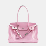 Women's Vintage Soft Leather Lock Close Shoulder Top Handle Bag In Silver Hardware