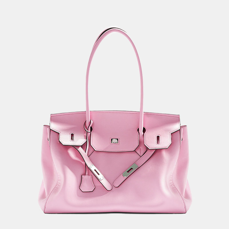 Women's Vintage Soft Leather Lock Close Shoulder Top Handle Bag In Silver Hardware