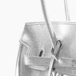 Women's Vintage Soft Leather Lock Close Shoulder Top Handle Bag In Silver Hardware